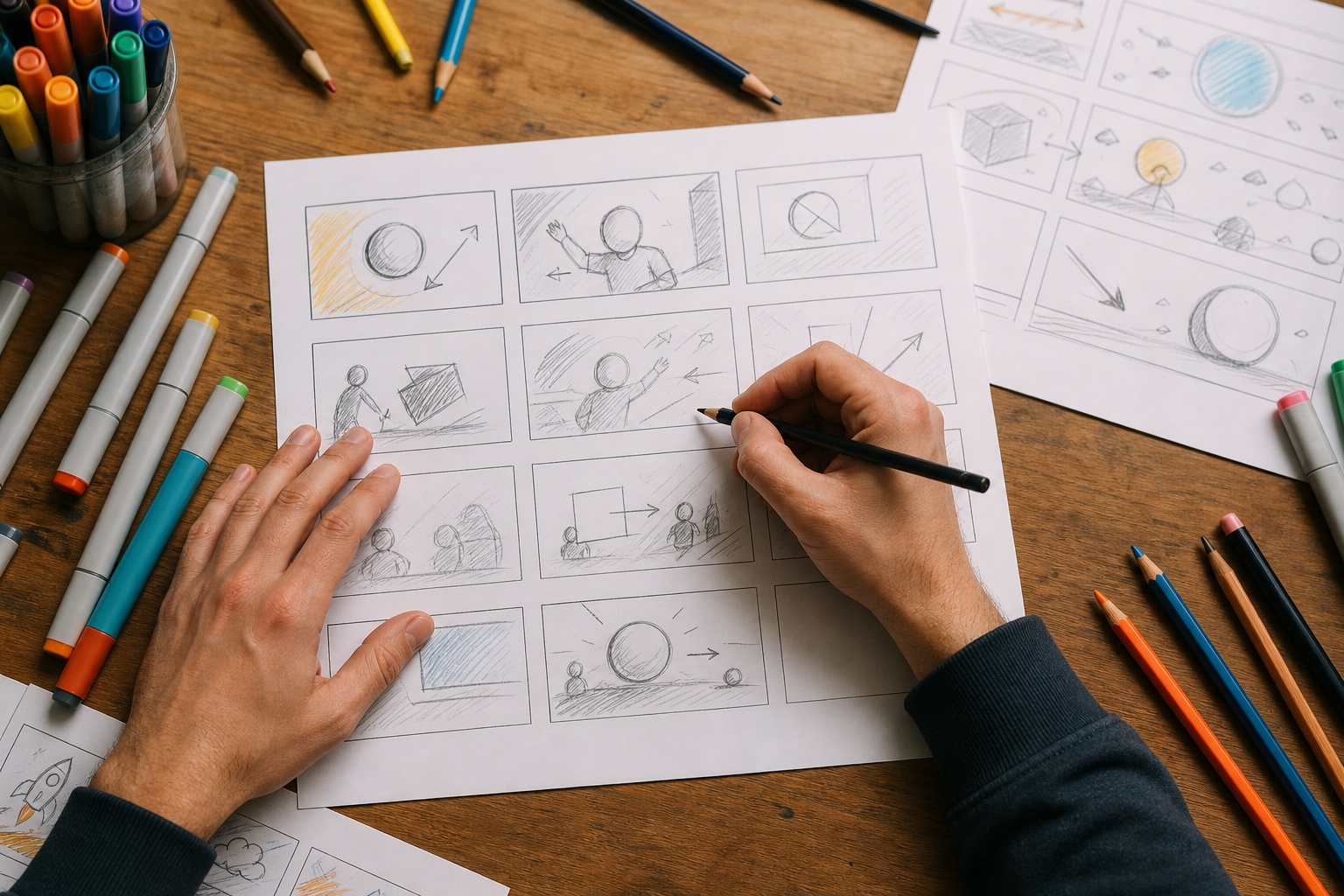 Storyboard dessiné à la main pour une vidéo explicative animée